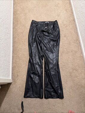 Women’s Faux Leather Flared Pants - Black